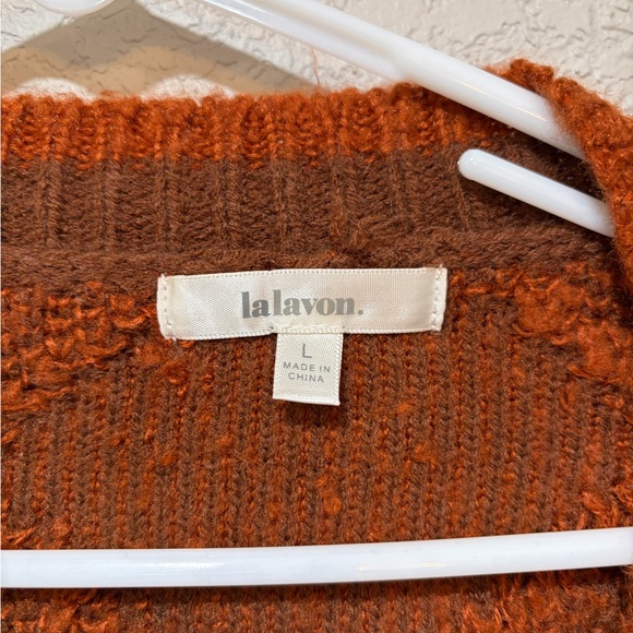 Brown and Orange Women's Cardigan Sweater - Picture 2 of 3
